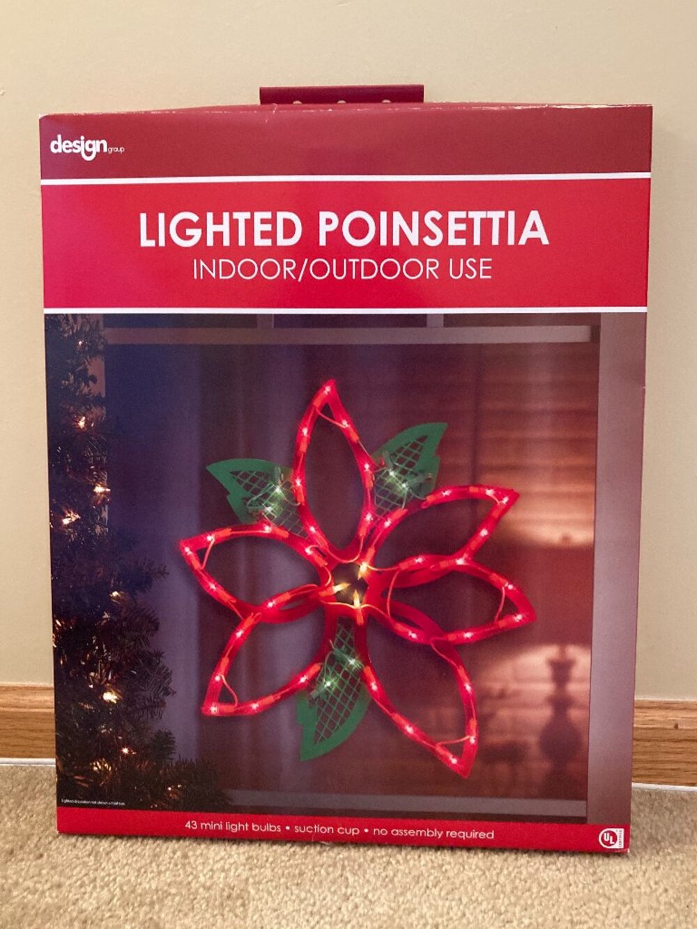 NIB Lighted Poinsettia Indoor/Outdoor Christmas Decor